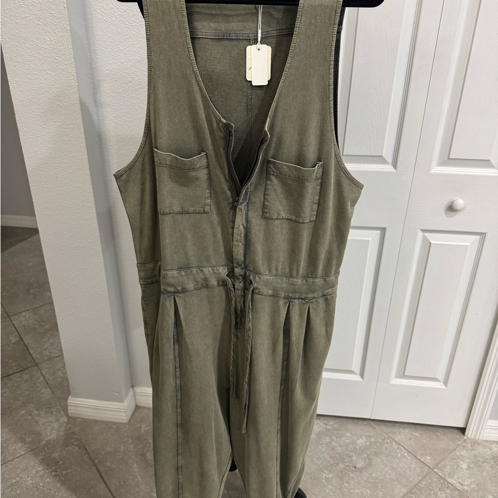 Free People Green Sleeveless Jumpsuit